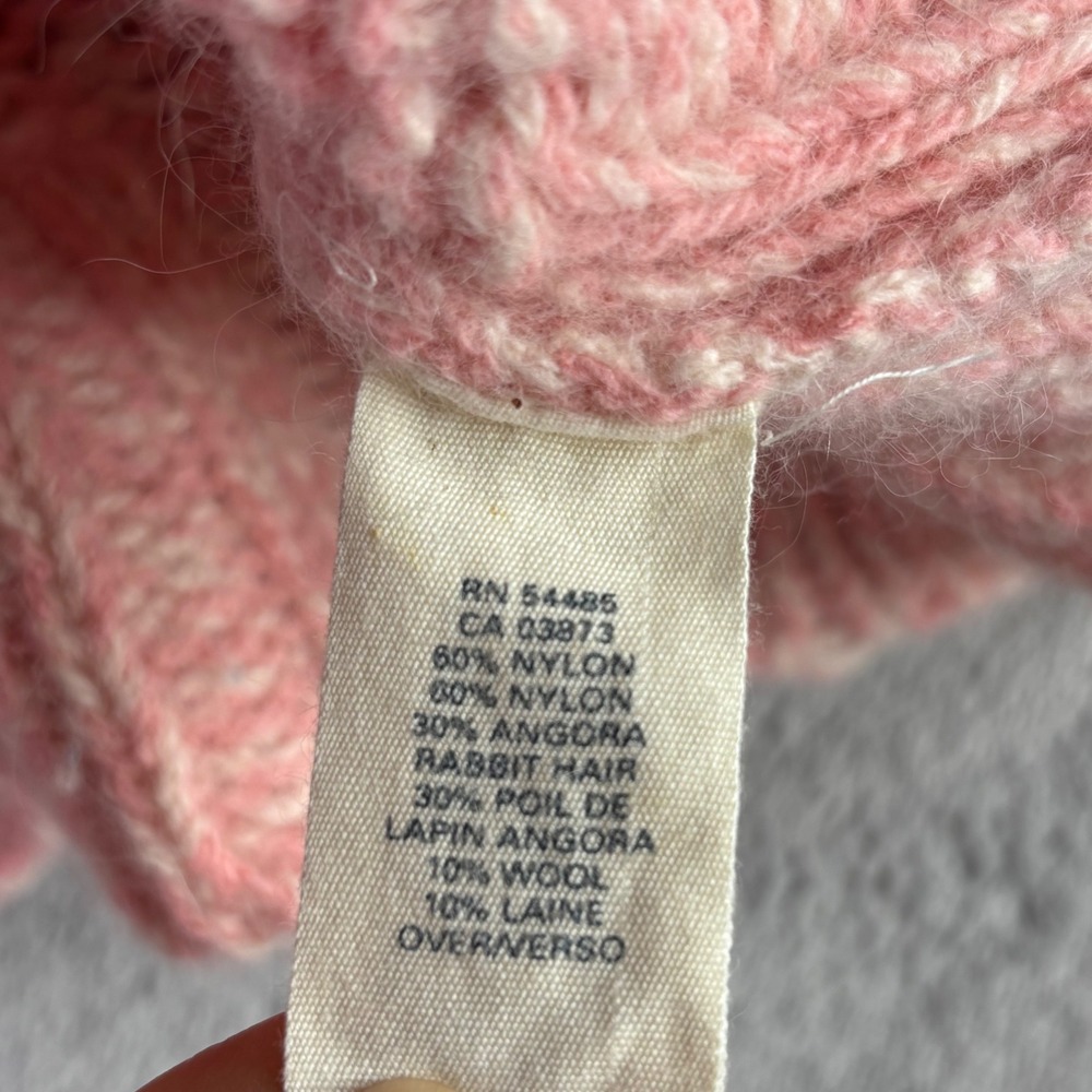 American Eagle Sweater Junior XL Pink Angora Wool Blend Marled Chunky Knit Sheer - Picture 5 of 9